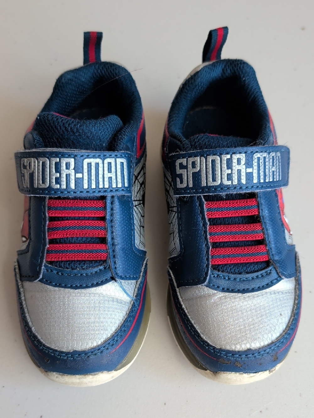 Spiderman Kids Blue, Silver and Red Velcro Sneakers
